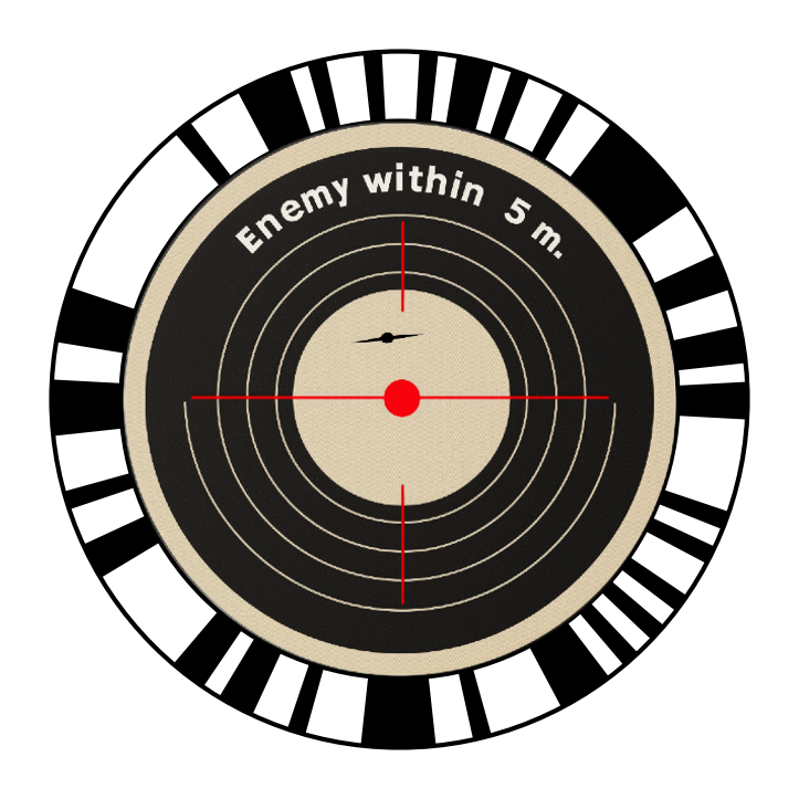 Example of a circular barcode on a game token